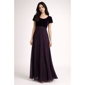 Be Smart Vintage 90s Purple Velvet Empire Maxi Dress 5/6 Whimsigoth Vamp Grunge